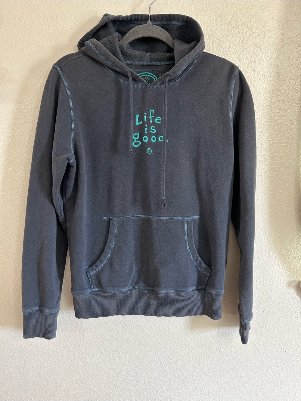 Life Is Good Embroidered Simi Fitted Hoodie Sweatshirt Womens M